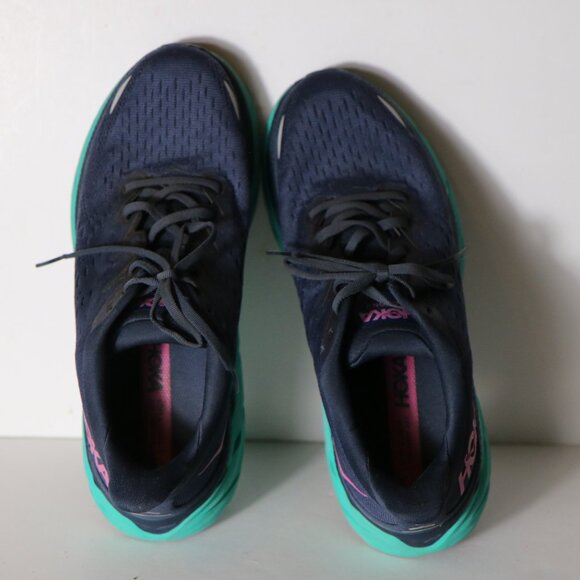 Hoka Women Clifton 8 Outer Space Atlantis 10.5 Navy Purple Shoes Running 1119394 - Picture 7 of 9